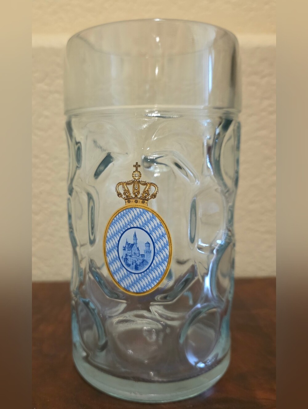Vintage Glass Dimpled Beer Stein Mug Neuschwanstein Castle Germany Souvenir EUC